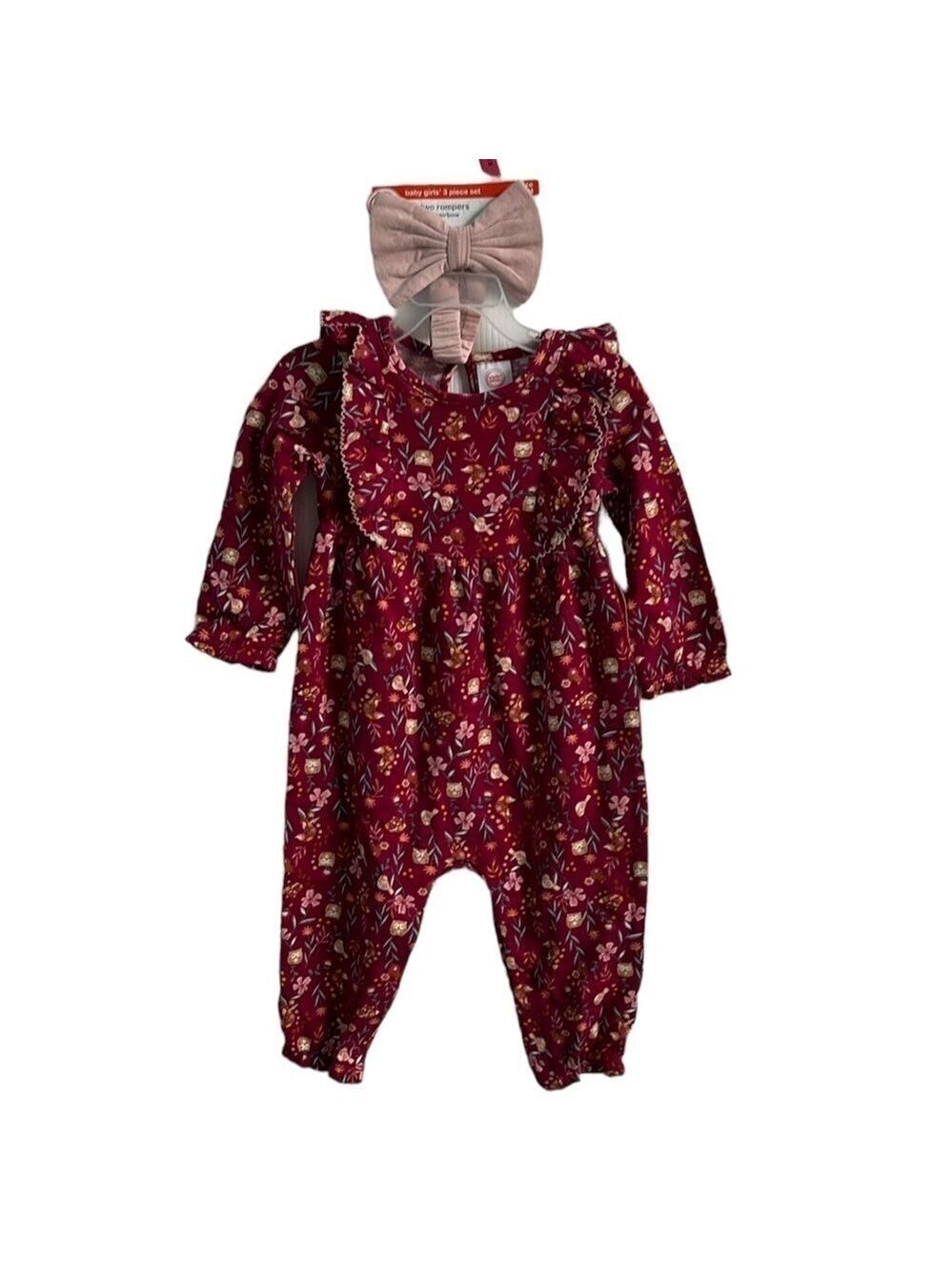 Wonder Nation Baby Girl Ruffle Romper with Headband Size 18M NWT